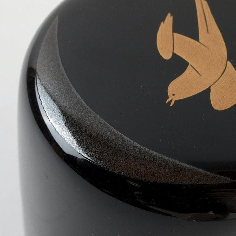 茶道具　中村宗悦作　時鳥蒔絵　長棗　仕覆付　共箱　V　9630