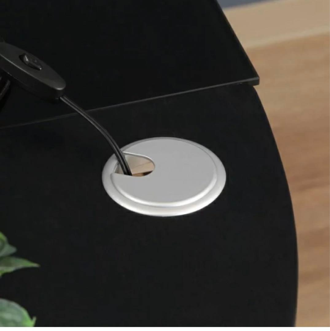 L字型ガラスデスク 黒