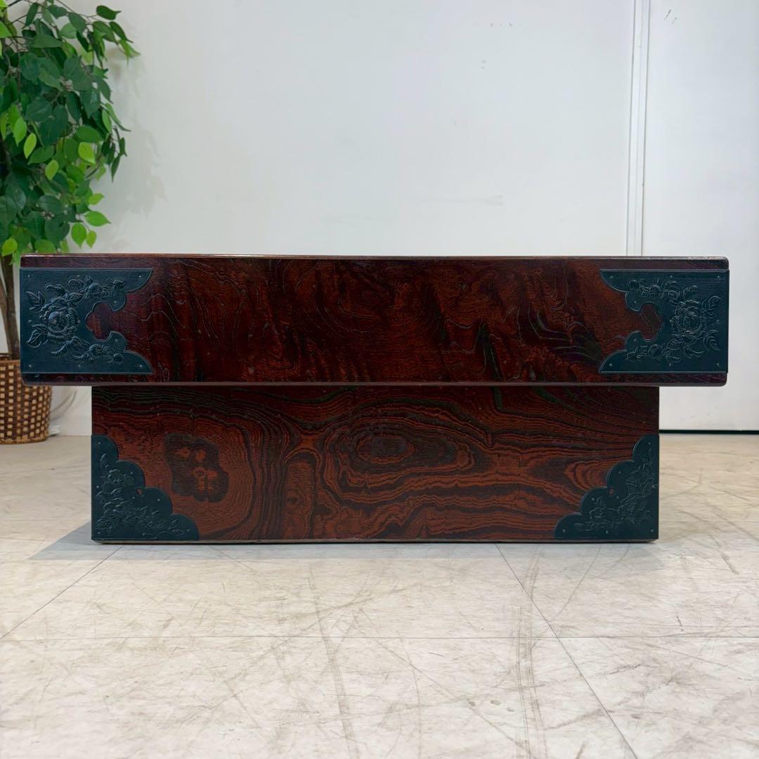 囲炉裏テーブル　駿河民芸　民芸家具　飾り金具　角火鉢　木製火鉢　長火鉢　囲炉裏