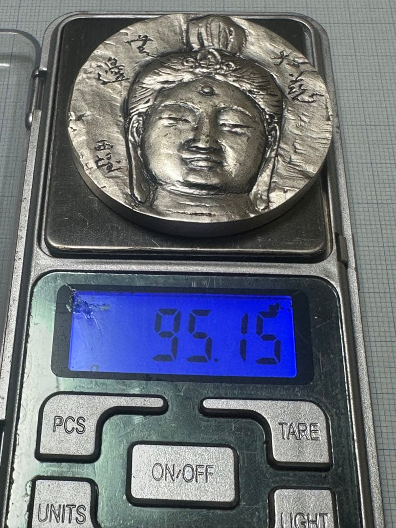 純銀製　北村西望　仏像デザインメダル　95g