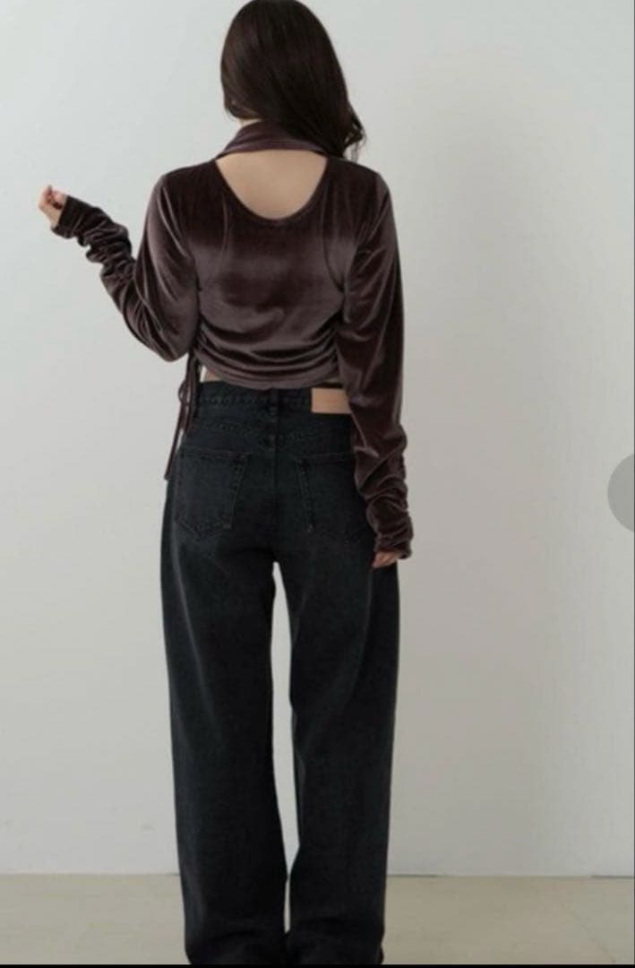 【senee】 ribbon velour tops