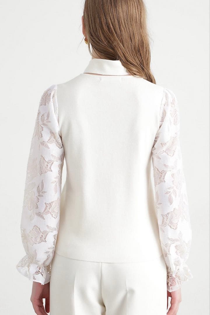 【新品】ピンキーアンドダイアン◆レースコンビニットプルオーバー ホワイト 38