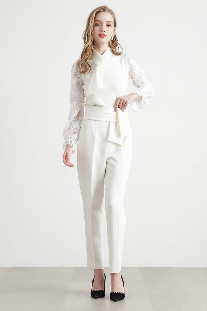 【新品】ピンキーアンドダイアン◆レースコンビニットプルオーバー ホワイト 38