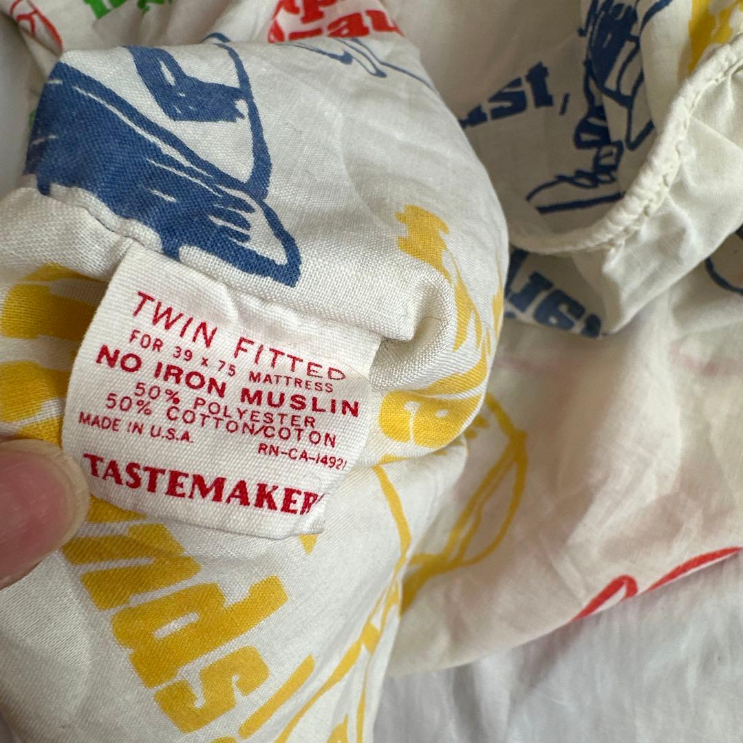 希少　スヌーピー ビンテージシーツ　スポーツ　アメリカ製　海外ツインサイズ