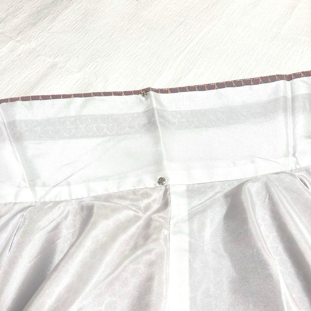 【美品✨】東レシルック　洗える着物　小紋　灰色　幾何学文　袷　グレー　薄橙　L1