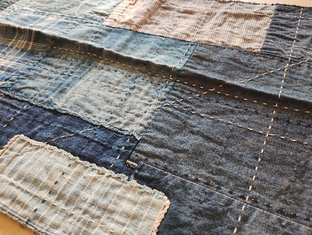 デニムパッチワーク　ストール　刺し子　襤褸　検kapitalキャピタル