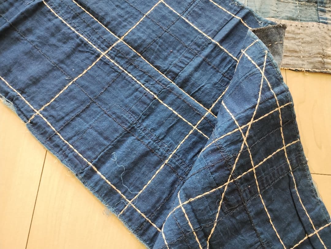 デニムパッチワーク　ストール　刺し子　襤褸　検kapitalキャピタル