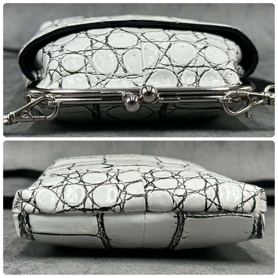 JRA バニラ染め クロコダイル がま口 ショルダーバッグ エキゾチックレザー