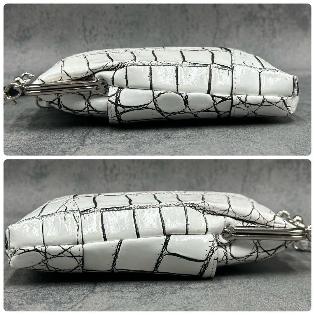 JRA バニラ染め クロコダイル がま口 ショルダーバッグ エキゾチックレザー