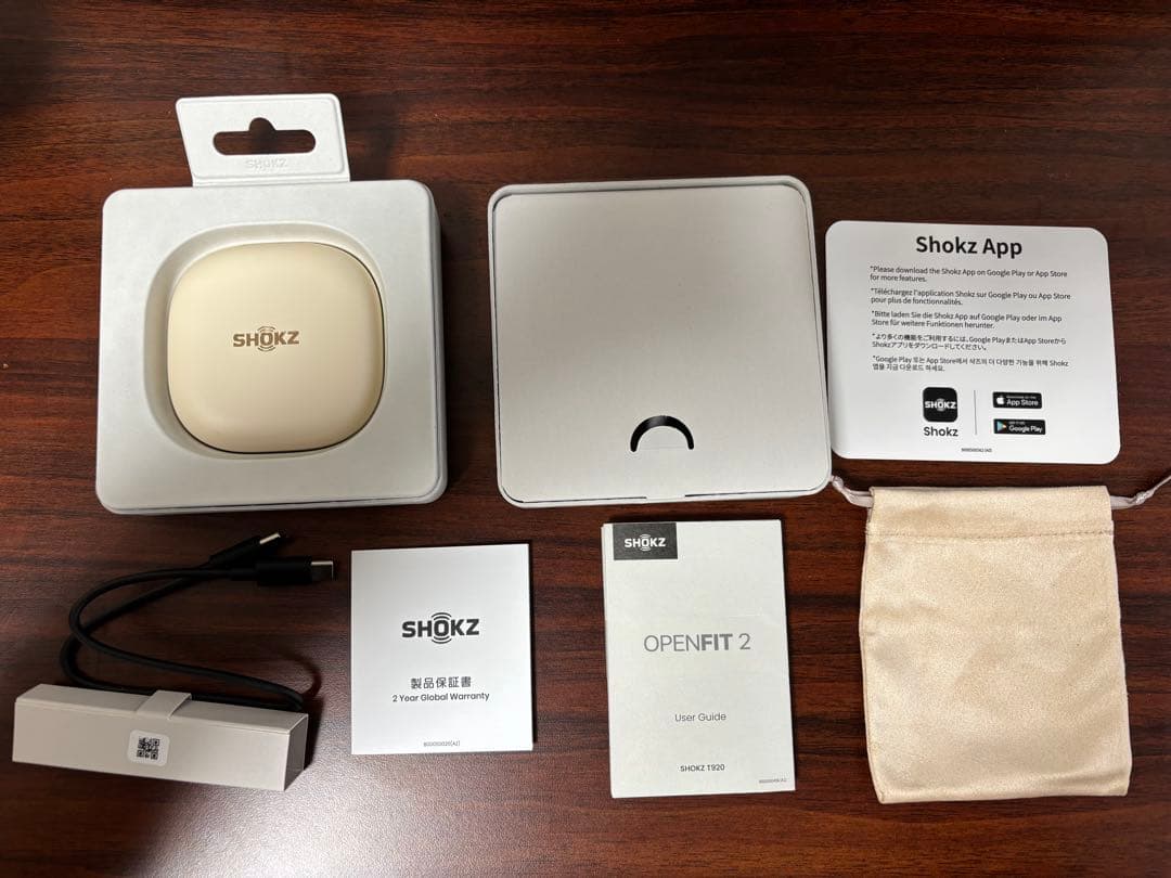 【美品】SHOKZ OPENFIT 2 ワイヤレスイヤホン ホワイト