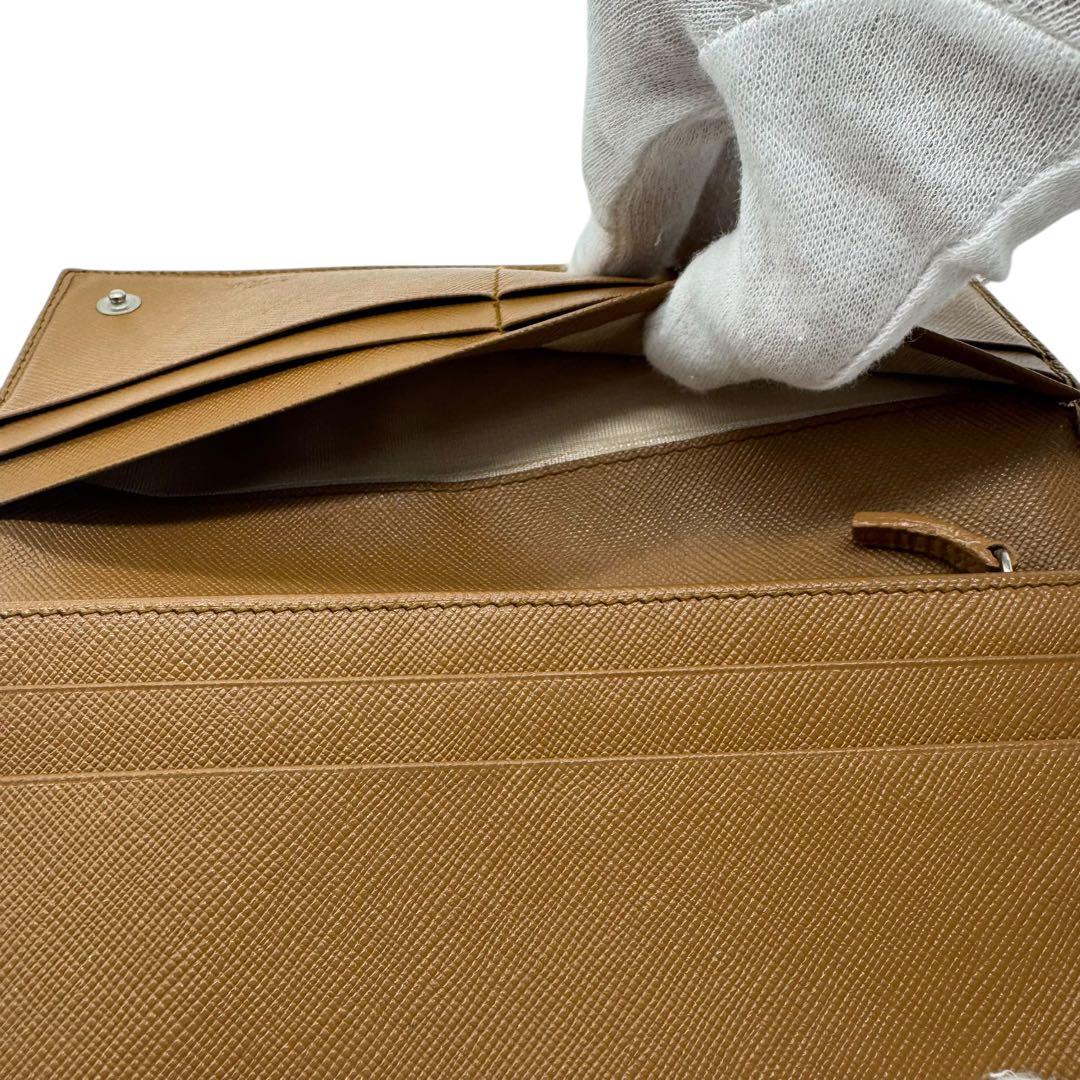 未使用品級✨PRADA 長財布 サフィアーノ ブラウン キャメル