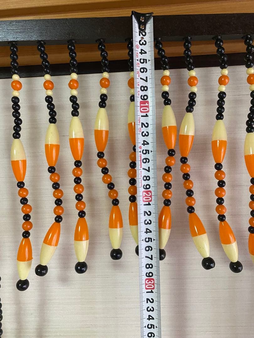 玉のれん　ジャラジャラ　玉すだれ　　昭和レトロポップ　ビンテージ　オレンジ