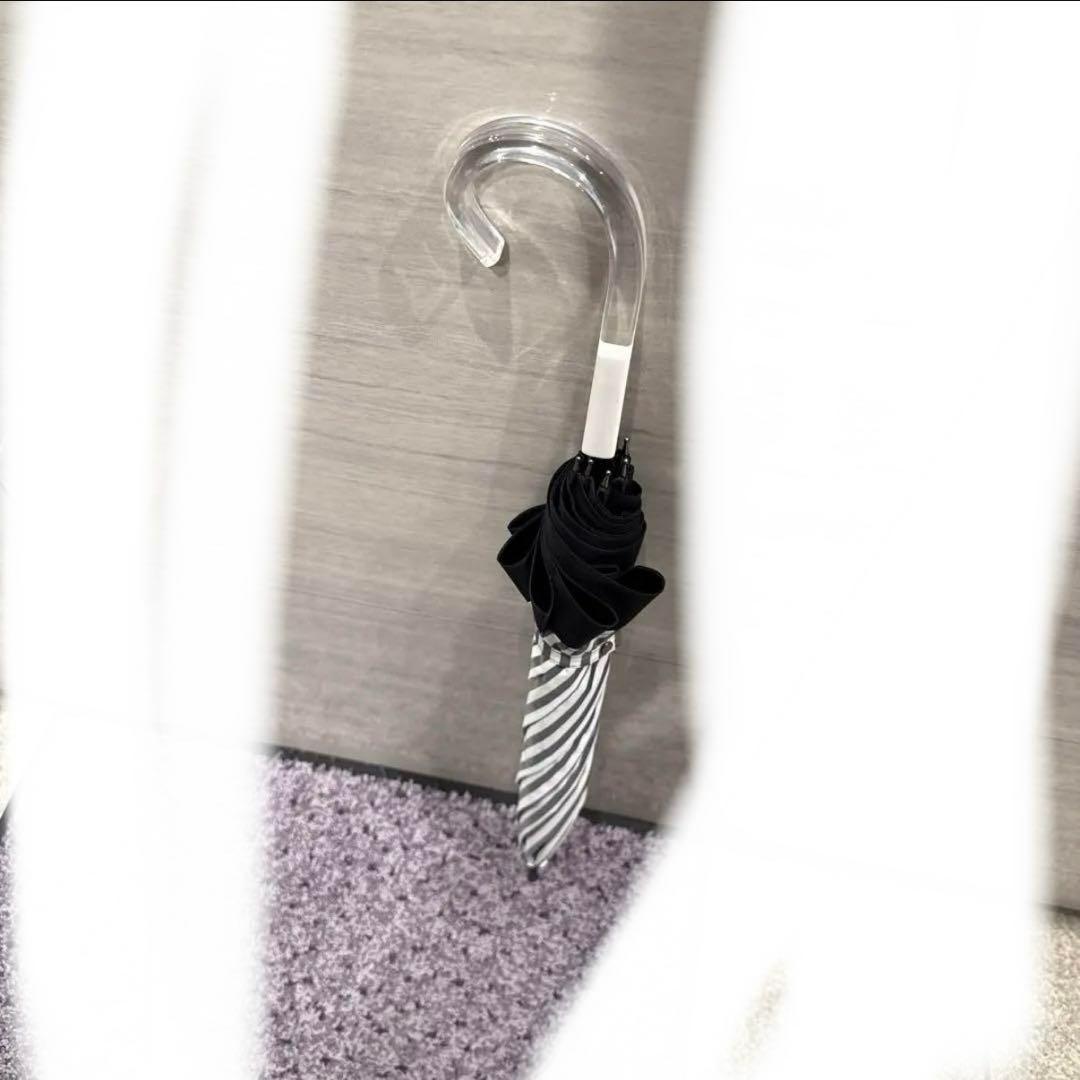 サンバリア100 Lサイズ 長傘 白黒ストライプ 日傘 遮光率 100%