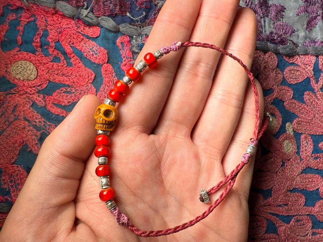 アンティークカパーラボーンビーズのブレスレット　強力護符　ハンドメイド