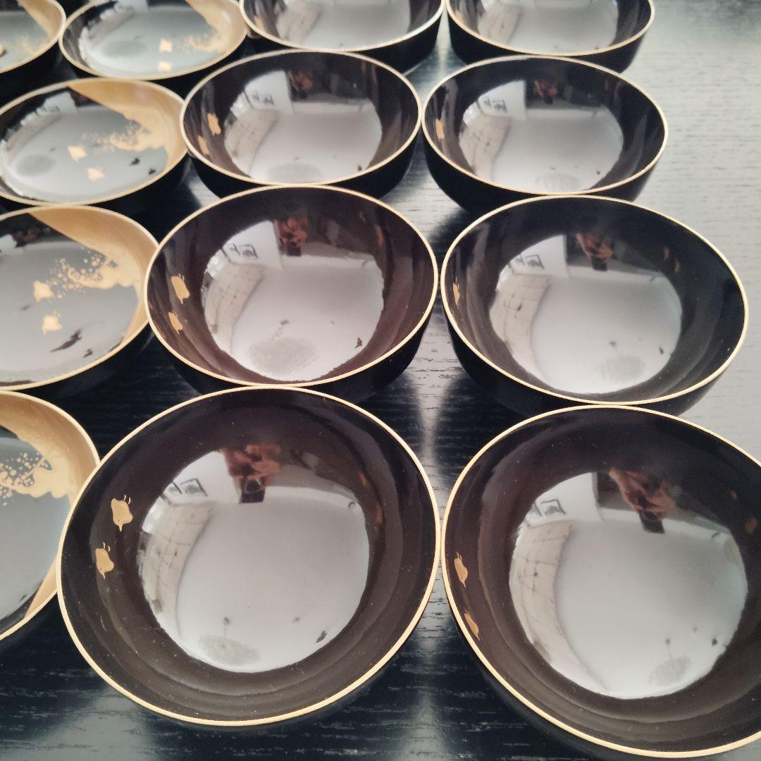 明治 骨董 輪島塗 木製 金蒔絵 波 千鳥 蓋付 吸物椀 アンティーク