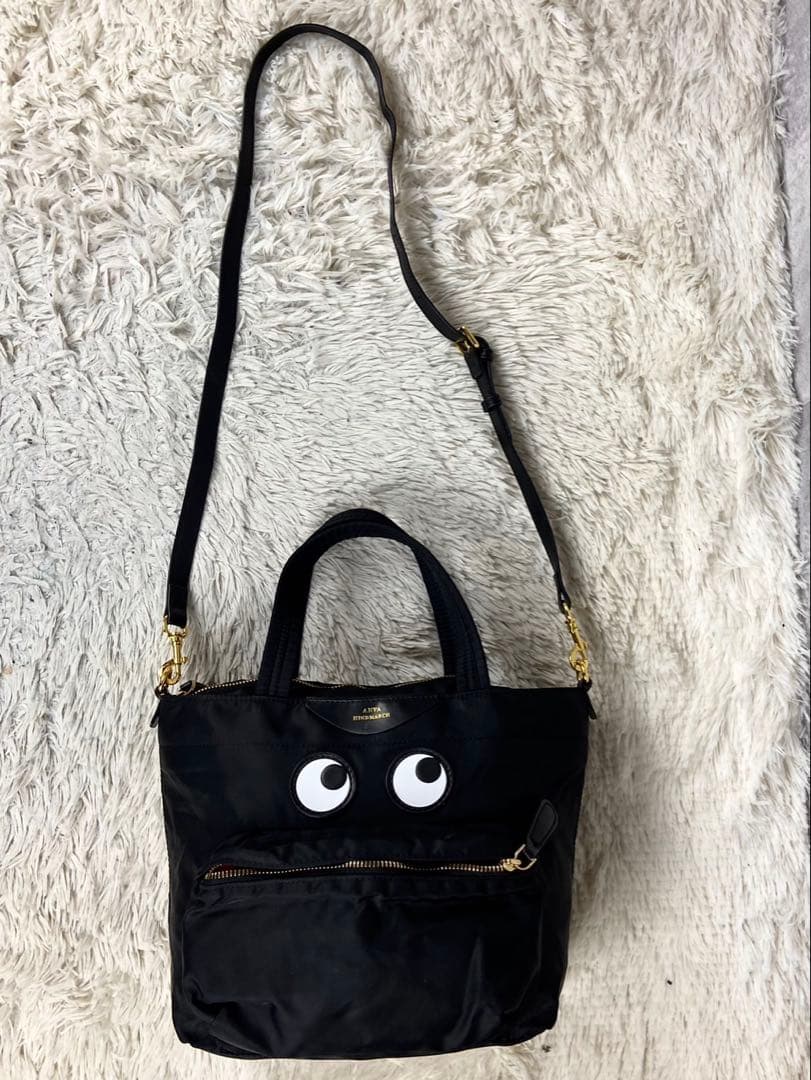 極美品 アニヤハインドマーチ ナイロン アイズ 2way ファスナー ブラック