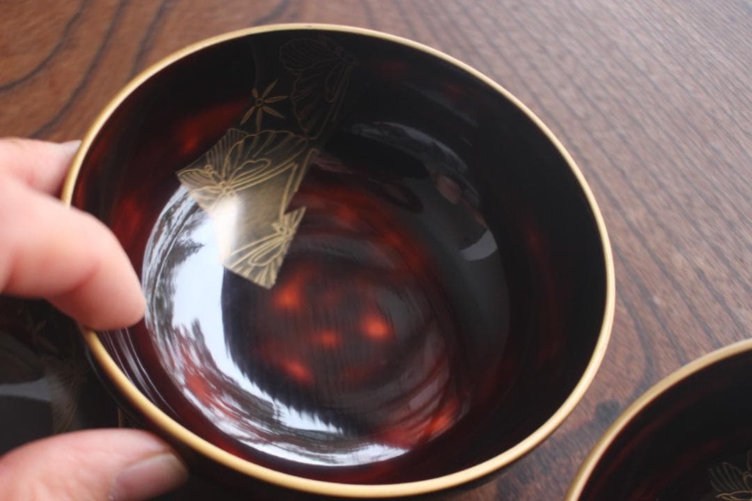 時代逸品！風情ある曙塗に優美な緞子蒔絵の映えるお椀2点（検輪島塗吸い物椀蒔絵椀