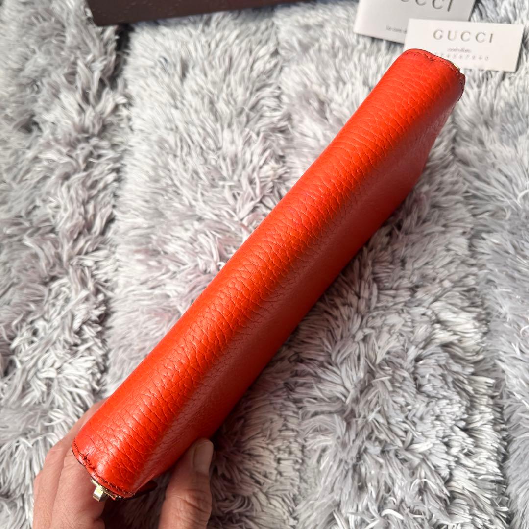 極美品✨GUCCI 大容量　インターロッキング　シボレザー　ラウンドジップ