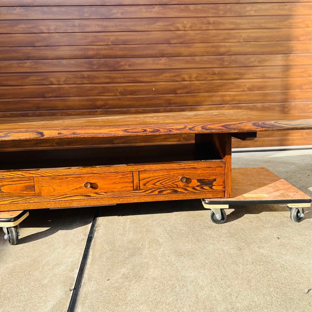 美品 高級 座卓 センターテーブル 一枚板 無垢 和室 ローテーブル 引き出し