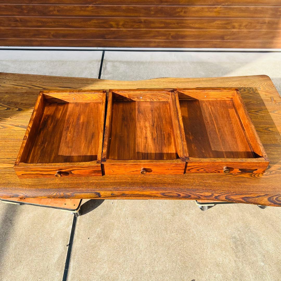 美品 高級 座卓 センターテーブル 一枚板 無垢 和室 ローテーブル 引き出し