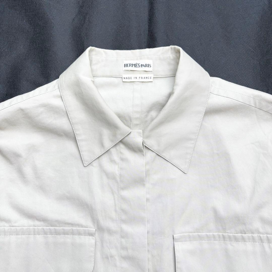 エルメス マルジェラ期 コットンサファリジャケット ベルト 長袖 H刺繍ボタン