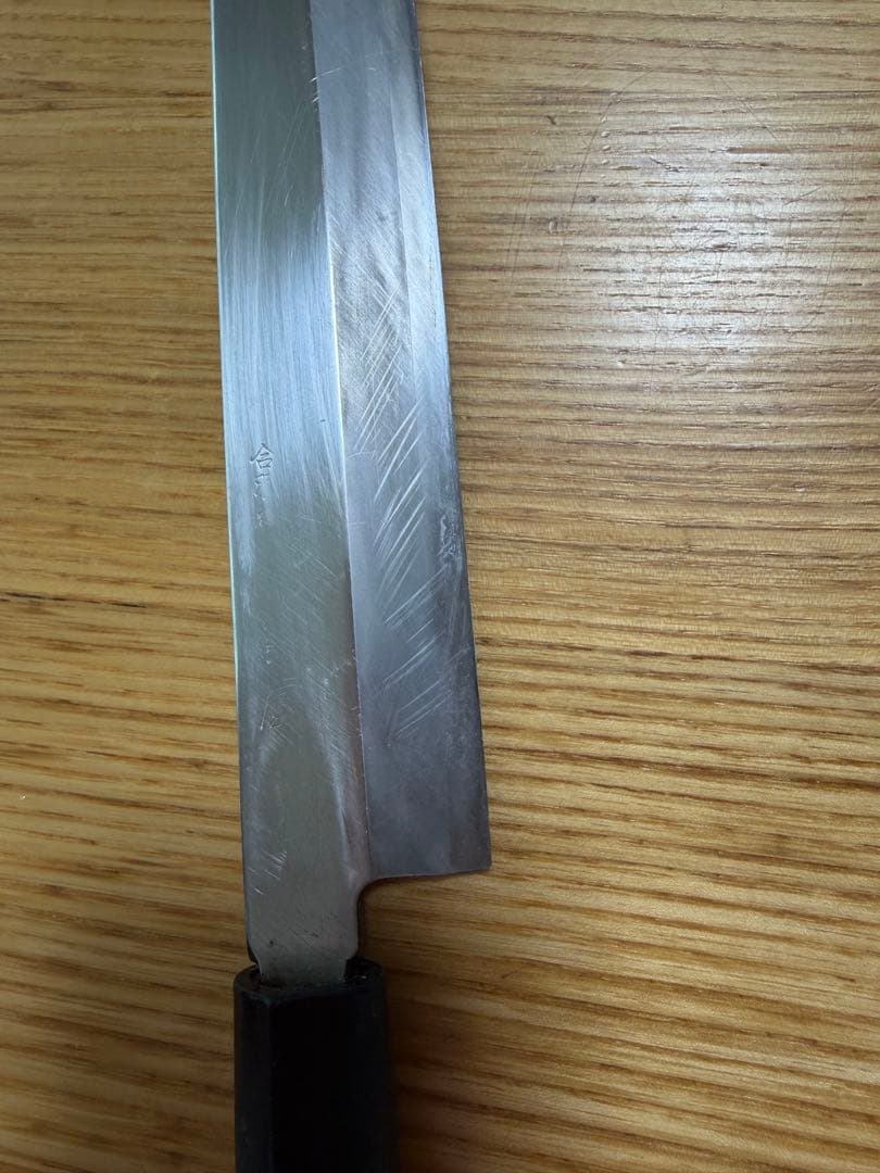 高級柳刃包丁 木製ハンドル 刀刃約27cm 合羽—