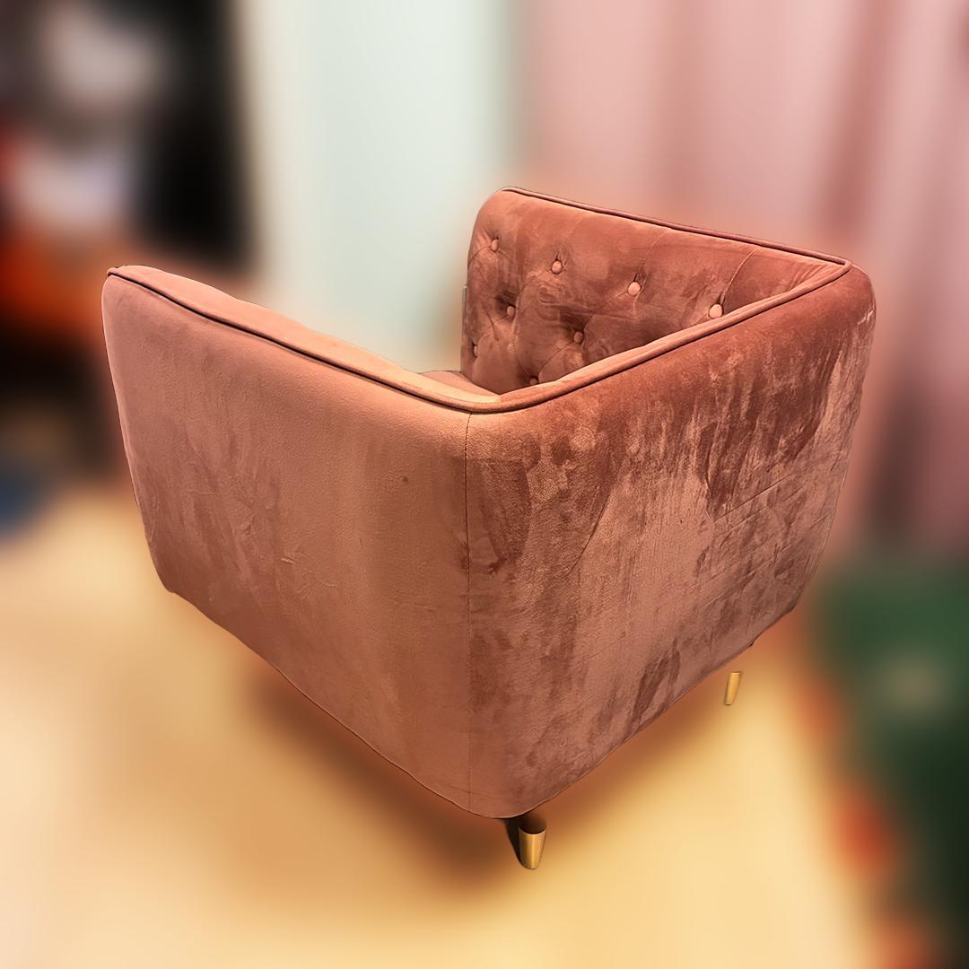 LOWYA / ロウヤ 1人掛けソファ　ベルベット調　ピンク