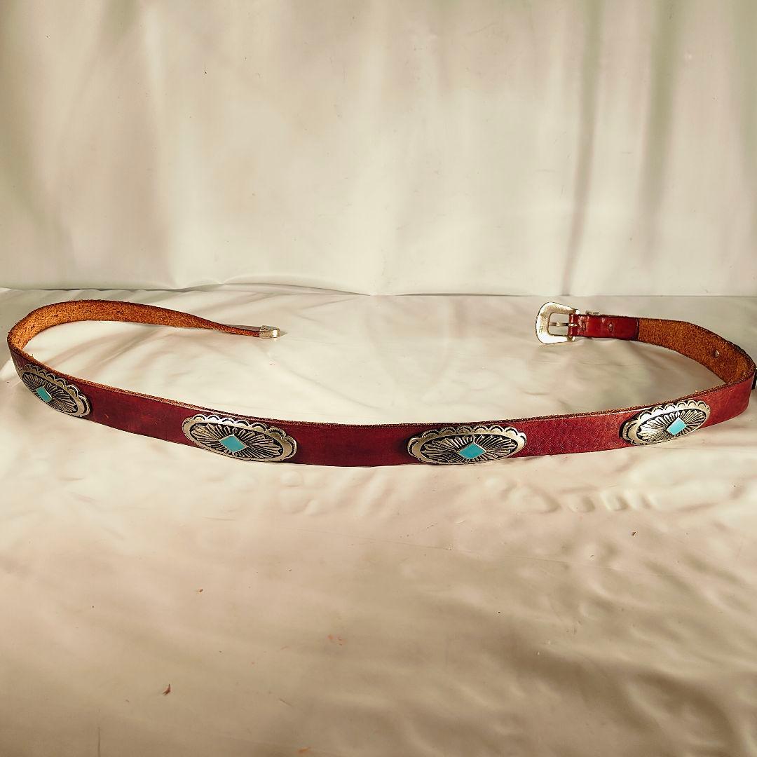 【ヴィンテージ】PUNTO VITA 高級碧ターコイズコンチョベルト　イタリア製