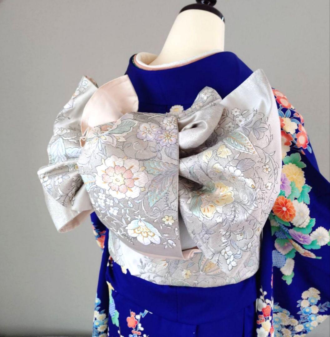 専用　一部式作り帯　振袖用　華やぎ　胴巻き～90㎝　十三参りにも　正絹　銀色