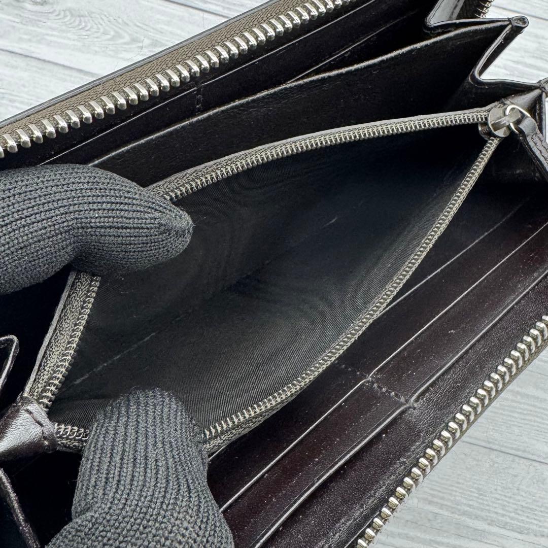 【美品】GUCCI 長財布 　GG柄　キャンバス　ラウンドファスナー ブラウン