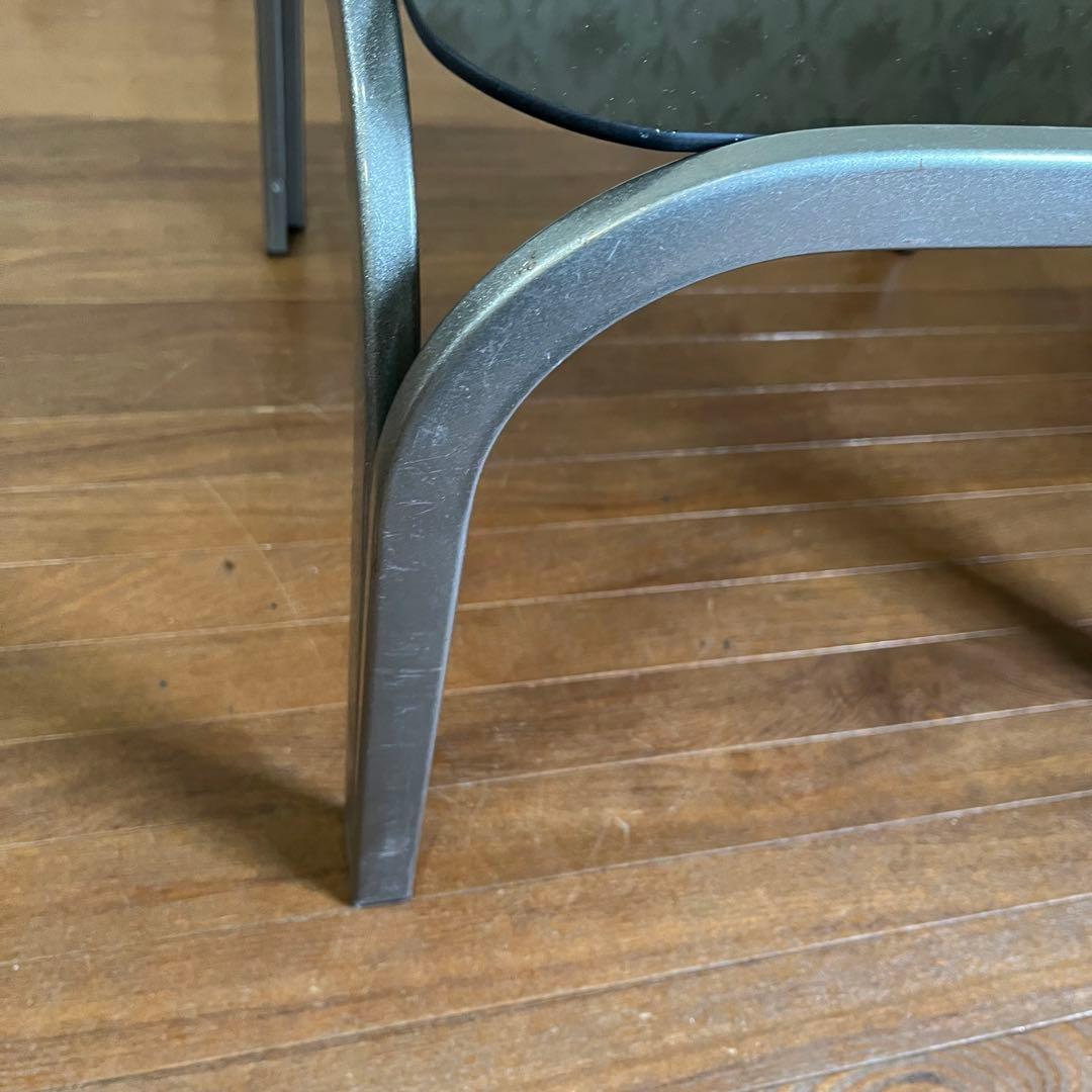 【アンティーク】昭和レトロ アイアンフレーム ガラステーブル 座卓 正方形 男前