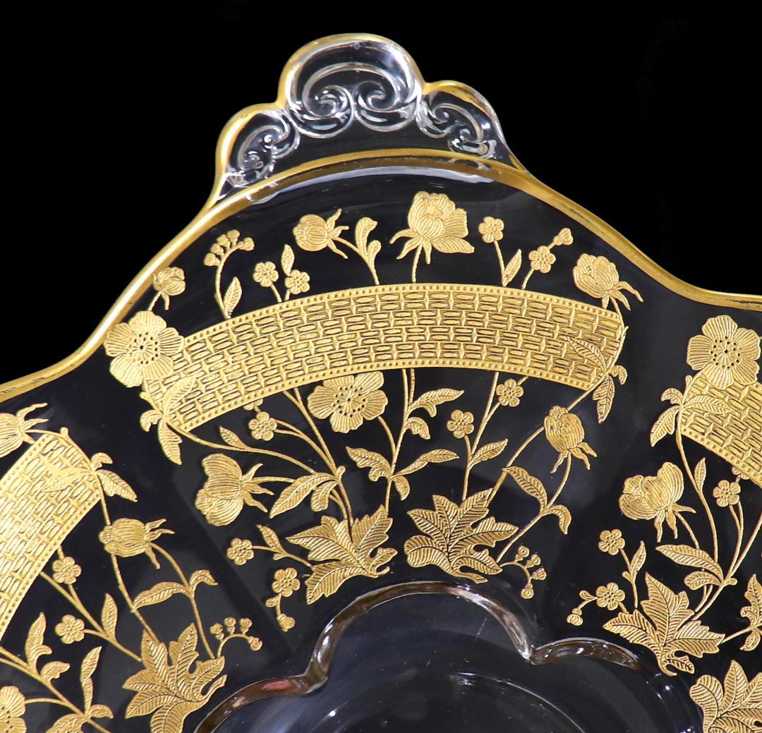 オールド・バカラ 1900年 金彩花柄大型トレー 34.4cm 皿 アンティーク