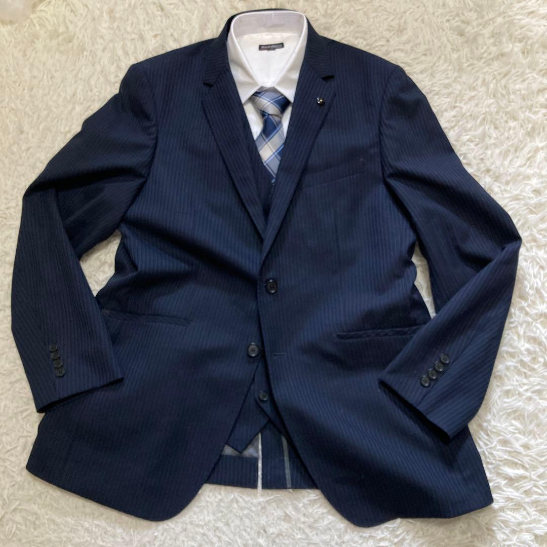 オリヒカ スーツ セットアップ 3ピース 2XL ネイビー ストレッチ