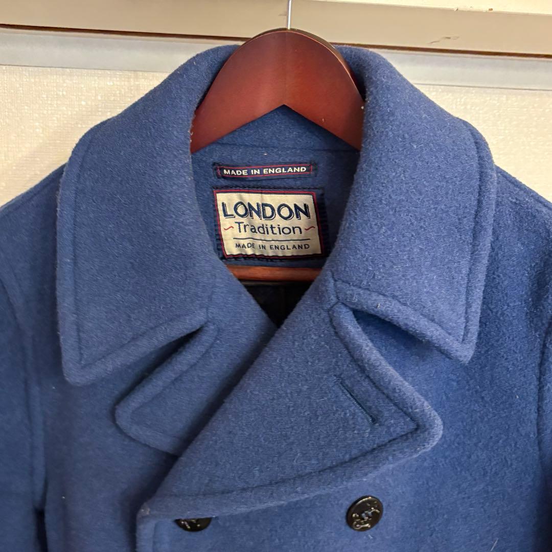 ロンドントラディション　ウール　ピーコート　ブルー　イングランド製