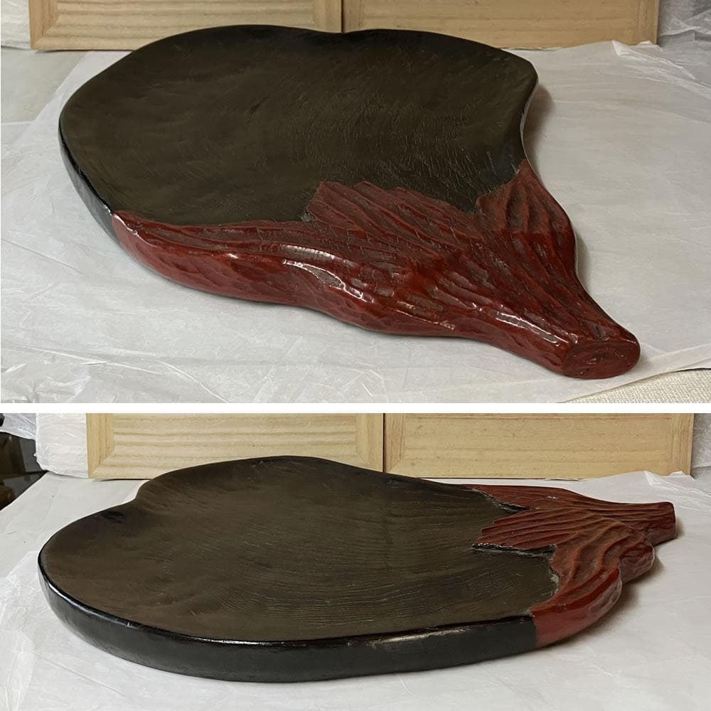 e3091 茄子形 煎茶盆 巾43.7cm 茄子 ナス 盆 煎茶道具 茶道具