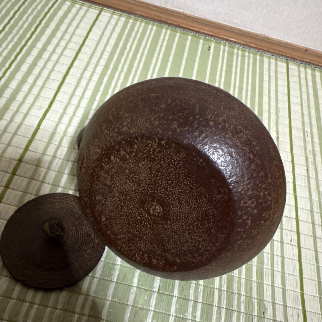 岩手県奥州　水沢幸工芸　名工 佐藤勝久造 南部鉄瓶　丸平型 糸目波文　骨董品