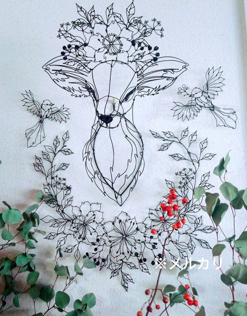 雌鹿　ワイヤークラフト　アート