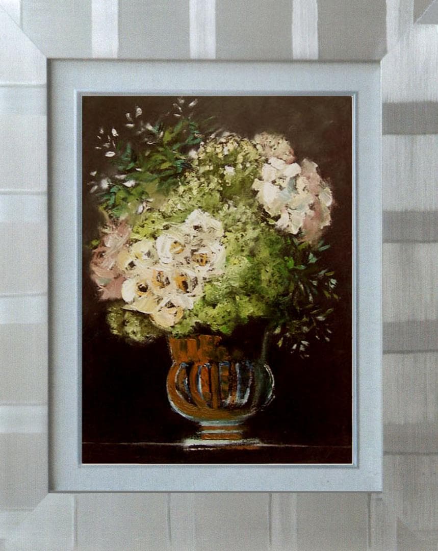 油絵 菅家令子 絵 絵画インテリア 額付(黒) uF6-111402 花あじさい