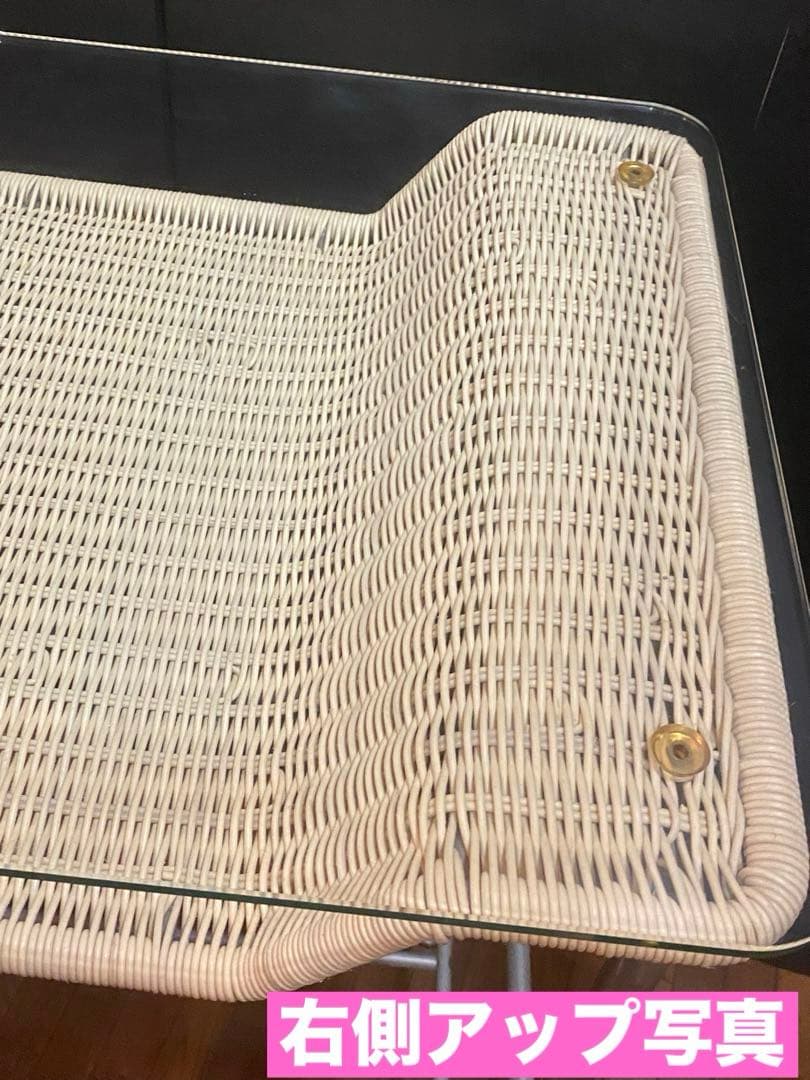 希少♦️ホワイトラタン＆人気のアイアン♦️ガラス天板♦️お洒落なカウンターテーブル