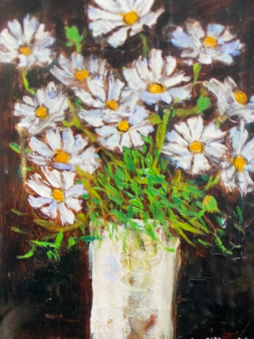 絵画　油彩画　「コスモス」優しさ　インテリア　落ち着き　エレガント　油絵　額付き