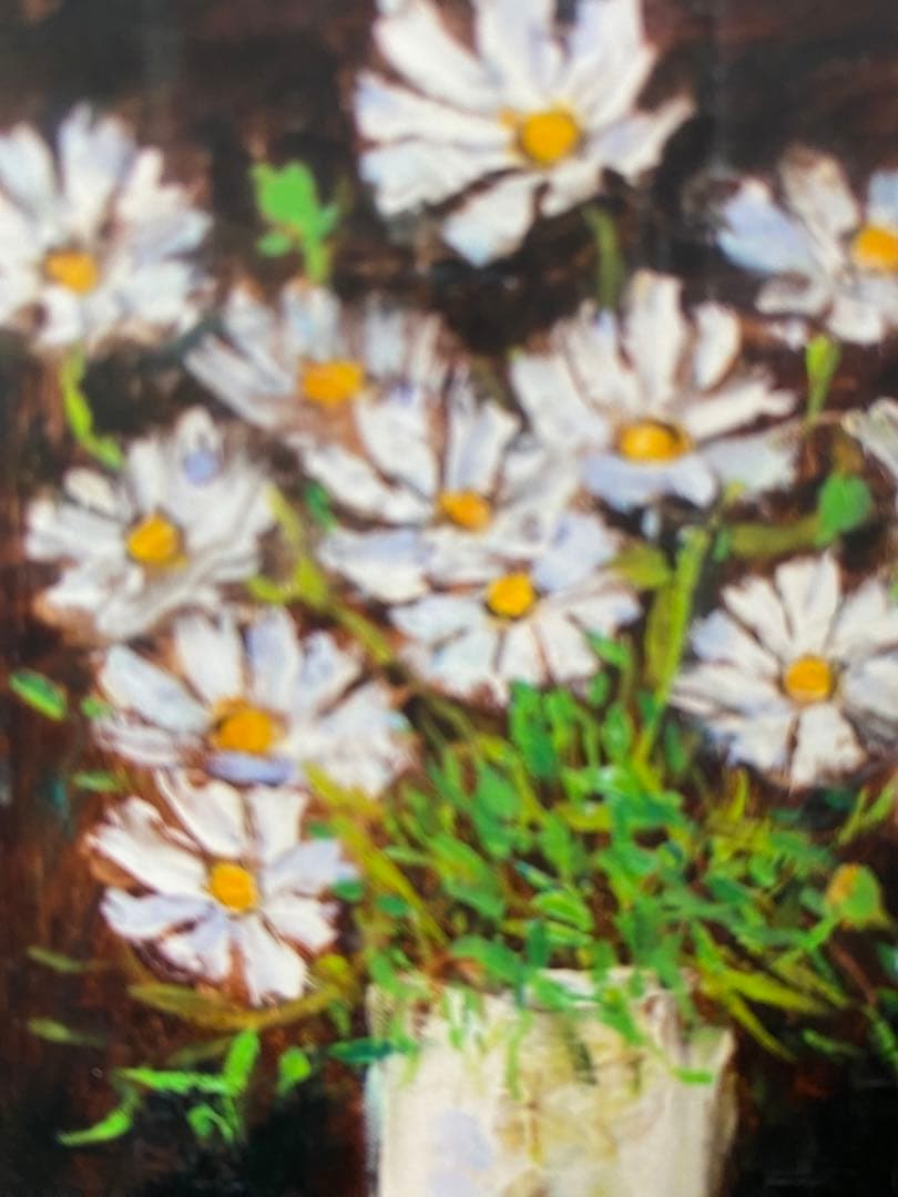 絵画　油彩画　「コスモス」優しさ　インテリア　落ち着き　エレガント　油絵　額付き