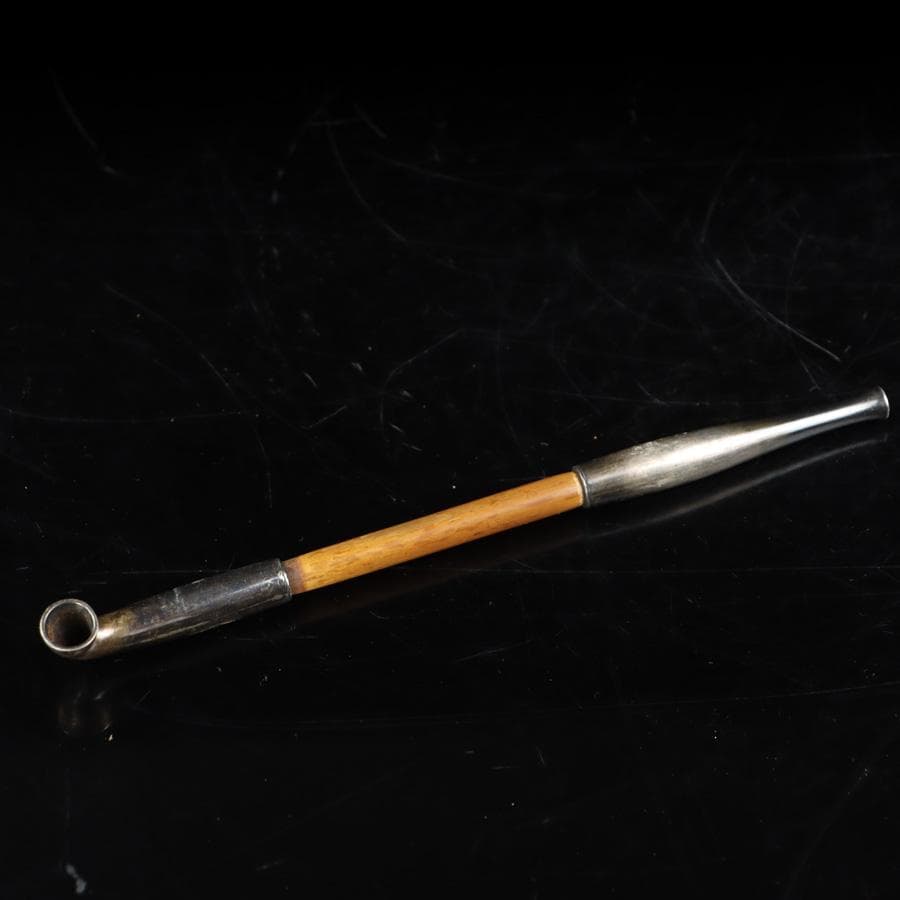 専用Y2978-1 竹編金銀象嵌金具蒔絵 煙管入れ 煙草入れ 〇吉銘　　　よ