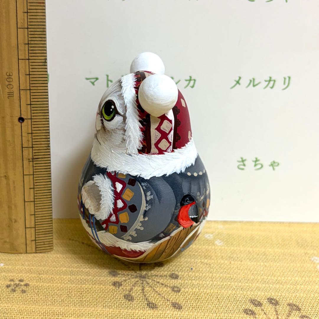 猫　マトリョーシカ　おきあがりこぼし　ロシア雑貨　ニコラエヴァ　手描き