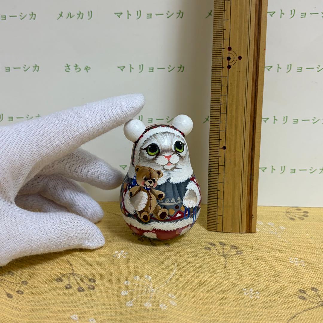 猫　マトリョーシカ　おきあがりこぼし　ロシア雑貨　ニコラエヴァ　手描き