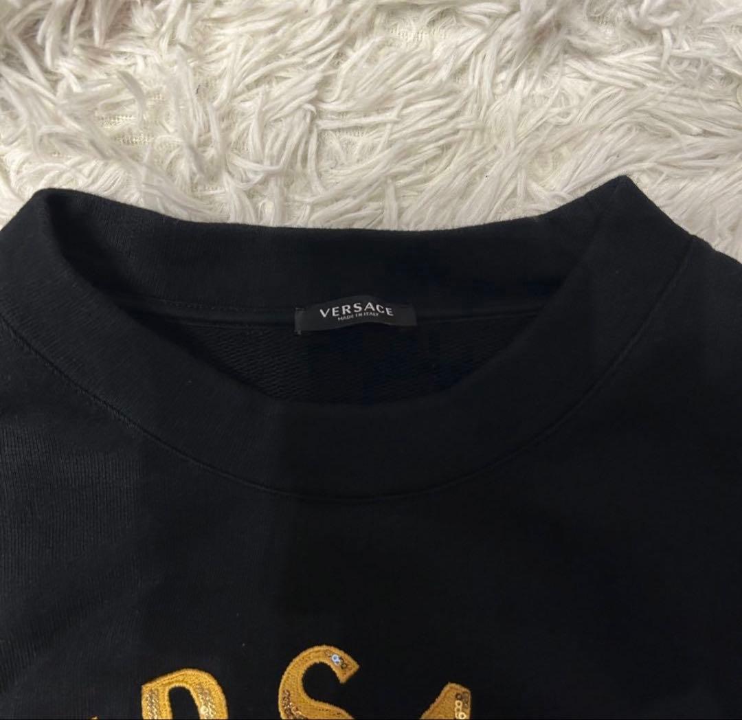 希少サイズ✨VERSACE ヴェルサーチ ゴールド刺繍 スウェット 黒 L