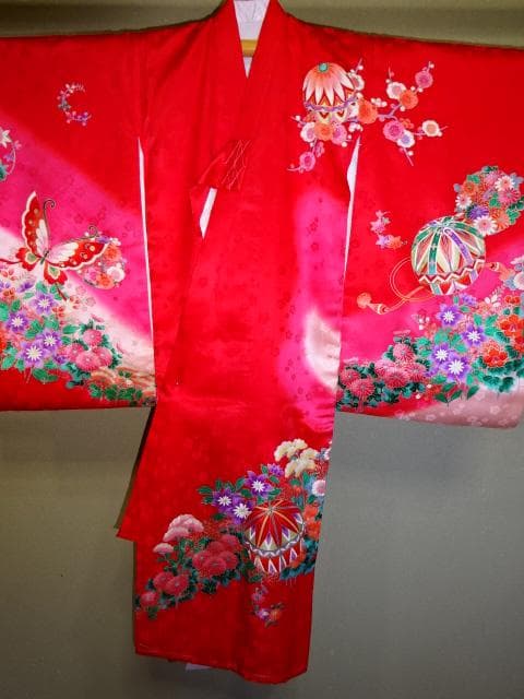 産着一つ身　女児着物　赤