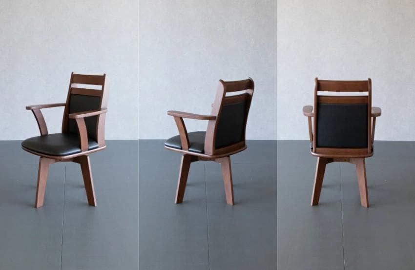 GLI DC PV 4脚　回転式ダイニングチェア　肘付アーム　ブラック＊ブラウン