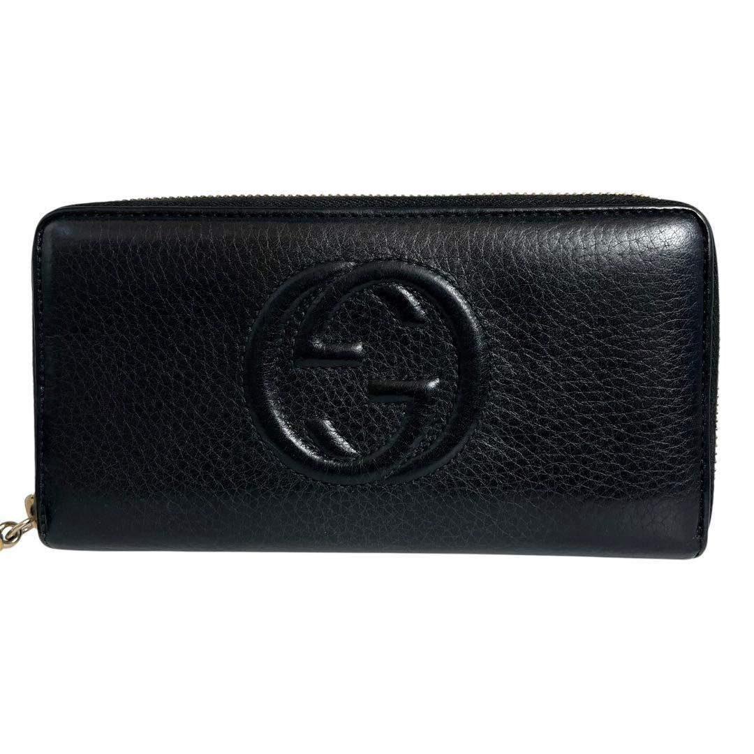 希少✨グッチ 長財布 ラウンド GG ソーホー レザー ロゴ ブラック