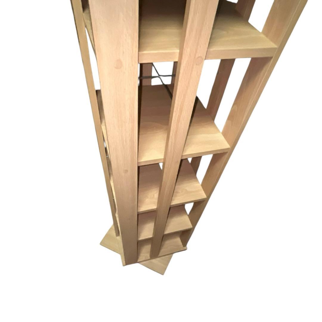 ナチュラル木目 回転式CDラック 5段収納タワー　約35×35×120cm