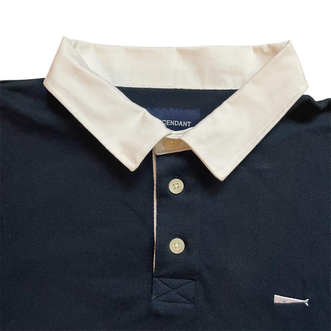 [美品]DESCENDANT ネイビー 長袖ポロシャツ サイズ3